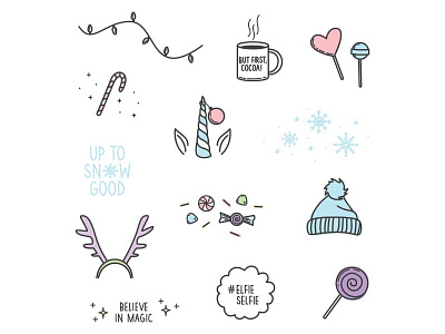 Holiday Stickers candy holiday icons illustration stickers winter