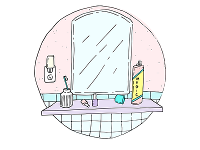 Dry Shampoo bathroom illustration magic pink shampoo