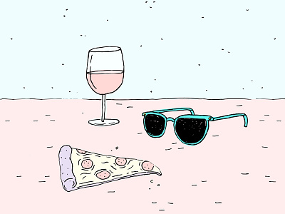 Friday Fuel friday illustration pink pizza wine