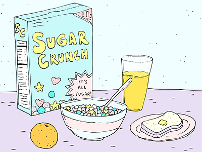 Saturday Morning blue breakfast cereal illustration purple saturday weekend