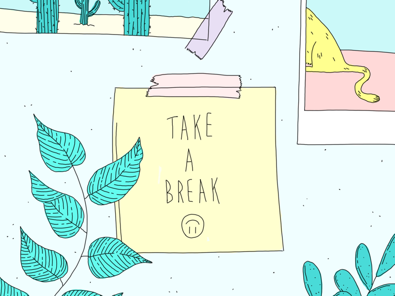 Note to Self blue plants mental health illustration