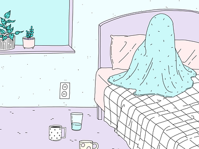 Introvert Plans blue coffee illustration introvert plants purple weekend
