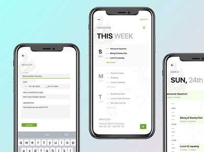 Multi City Trip Planner app design ui ux
