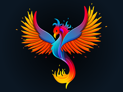 Phoenix fires glowing illustration illustrator layers vectors