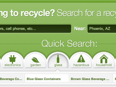 Quick Search buttons depth form green inputs photoshop quick search recycling