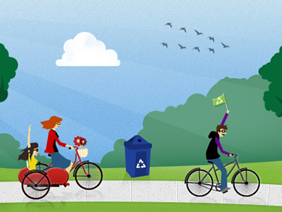 Earth911 Facebook Cover Image bikes clean air flag illustration nature photoshop recycle side car trees