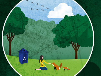Earth911 Twitter Image birds fox illustration illustrator nature photoshop recycle trees