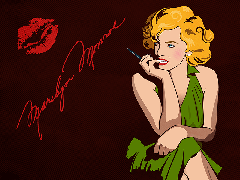 Marilyn character classic glamour illustration illustrator lady marilyn monroe retro vector