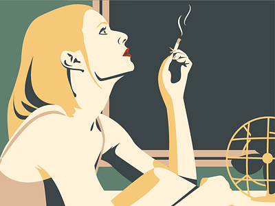 Margot flat illustration illustrator lady margot minimal person royal tenenbaums smoking spoke art vector