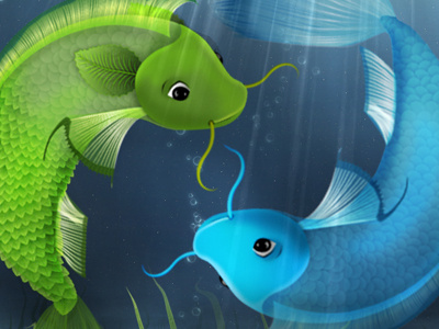 Pisces digital painting drawing fish horoscope photoshop