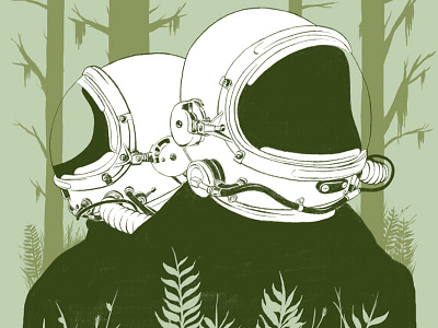 Prospect Poster astronaut design forest green illustration poster scifi screenprint space woods