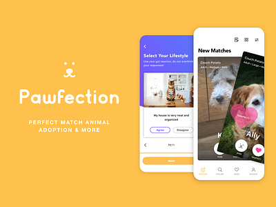 Pawfection - Animal adoption app concept