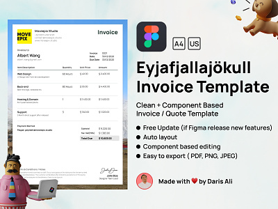 Eyjafjallajökull Invoice Template figma figmadesign freelancer invoice invoice template layout design template