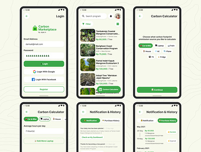 Carbon Marketplace - Material You carbon footprint climate change climate emergency figma indonesia jejakin material material design material you mobile app mobile design ui ui ux design uidesign ux design
