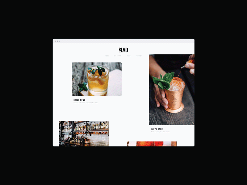 BLVD Bar and Lounge Website Concept branding design ui