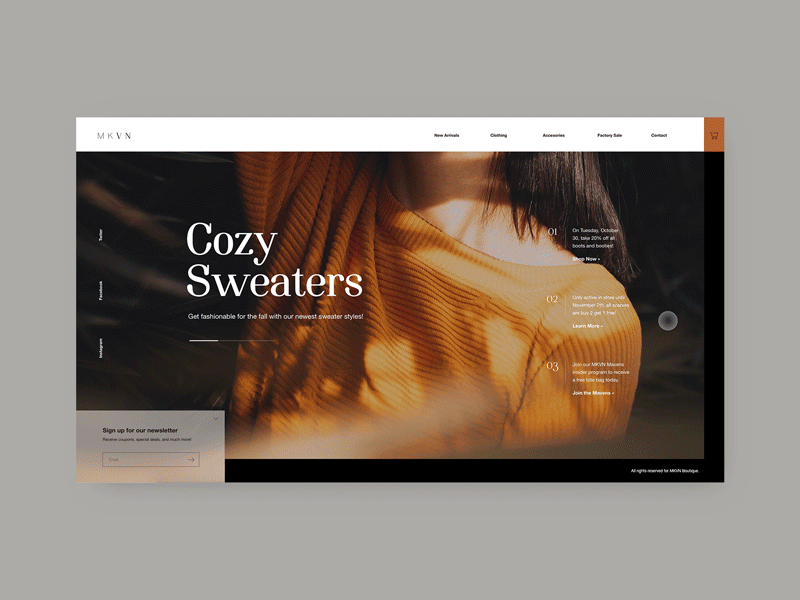 MKVN Boutique Website Concept animation boutique website design branding ui user interface design ux website