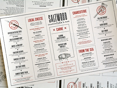 Saltwood Menus atlanta charcuterie menus print restaurant typography