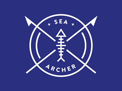 Sea Archer badge branding design fish logo mark seal