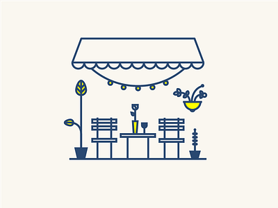 Cafe Dreams brasserie cafe dine dinner flowers food french icon illustration outdoor restaurant wine