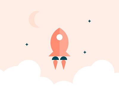 Space flat icon illustration illustrator minimal moon rocket space vector