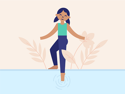Toes in the water experience flat floral girl illo illustration story storytelling ui visual design water