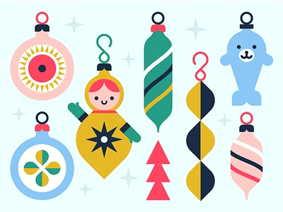 Happy Holidays yo! cheer christmas decorate doll holidays illustratoin ornaments seal ui visual design