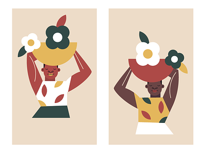 Character Exploration characters design flat flowers illustration illustrator pattern shape visual design visual designer