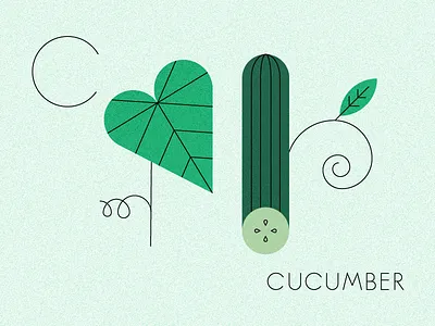 Summer Produce california cucumber design flat illustration los angeles midcentury season summer ui veggies