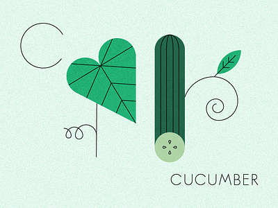 Summer Produce california cucumber design flat illustration los angeles midcentury season summer ui veggies