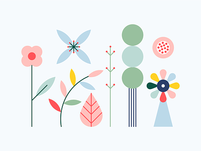 And Finally colors design flowers illustration leaves midcentury palette plants shapes visual design