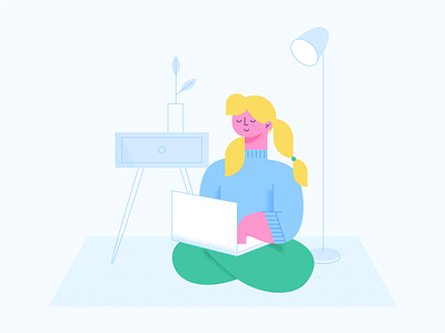 Computer Ladayy app character computer design female identity illustration lady laptop lifestyle product style ui visual design