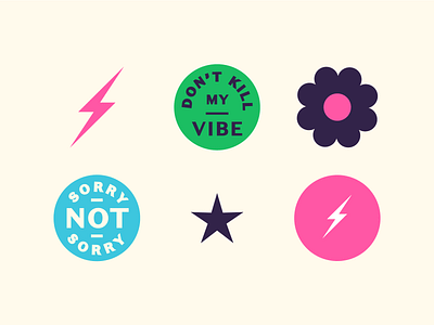 Vibe Stickers 60s 70s badge brand collateral branding era flowerpower hippy logo movement stickers vibe