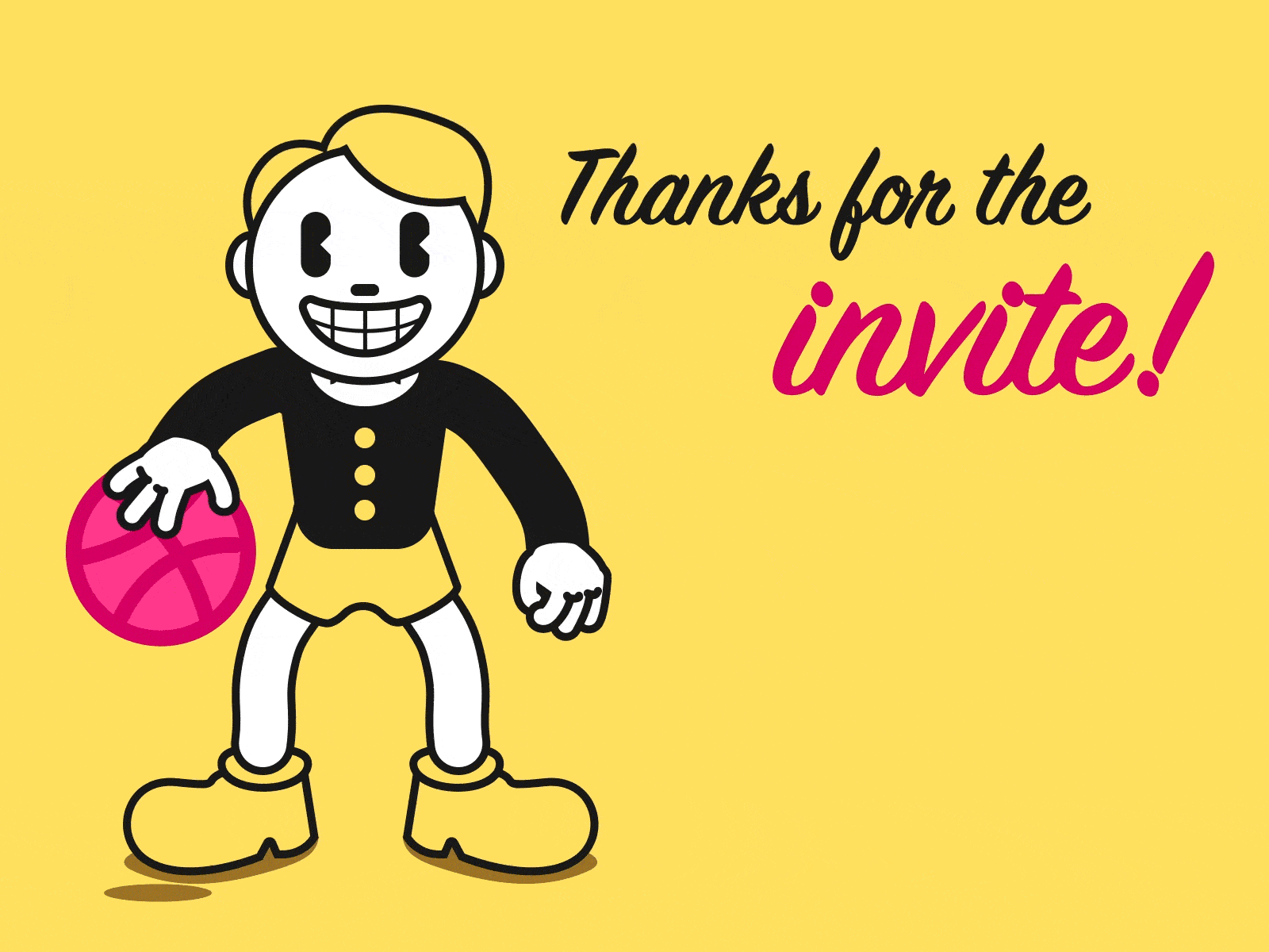 Thanks for the invite! ae animation dribbble illustration old style thanks for invite