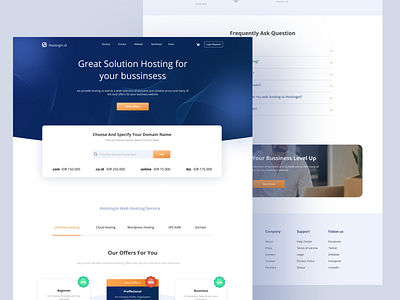 Hostingin.id - Web Landing Page figma hosting domain hosting web landing page landing page ui design web design web hosting web landing page