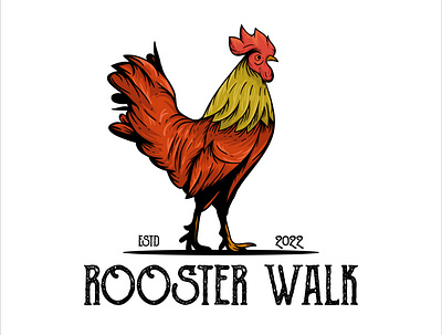Rooster vintage logo branding character design graphic design hand draw illustration retro rooster vector vintage