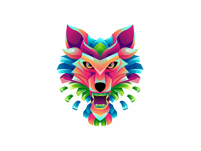 Wolf colorful gradietn illustration animal branding character colorful design graphic design illustration logo vector