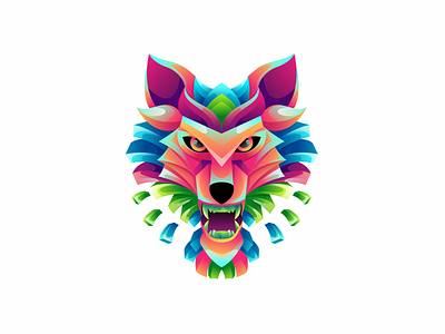 Wolf colorful gradietn illustration