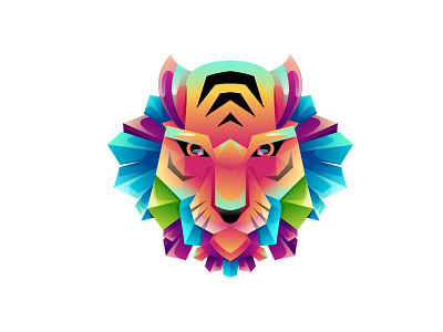 TIGER COLORFUL GRADIENT DESIGN ILLUSTRATION abstract branding character color colorful geometric gradient graphic design illustration lion logo rainbow