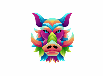 PIG COLORFUL GRADIENT DESIGN ILLUSTRATION abstract animal branding character colorful design gradient illustration jungle pig wild