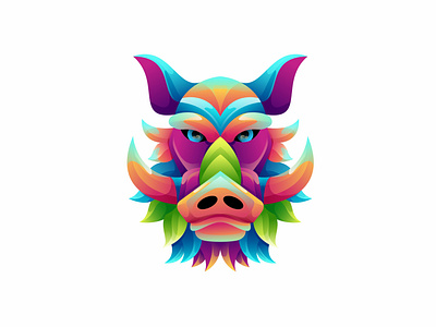 PIG COLORFUL GRADIENT DESIGN ILLUSTRATION