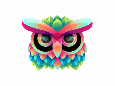 Owl gradient colorful design illustration