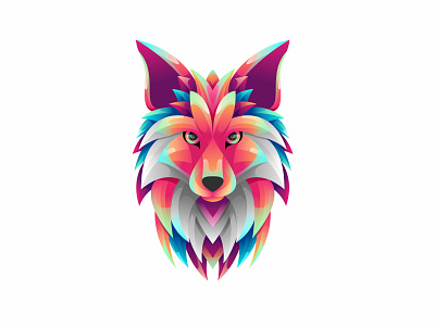 Fox colorful gradient design illustration