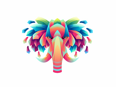 Elephant colorful gradient design illustration
