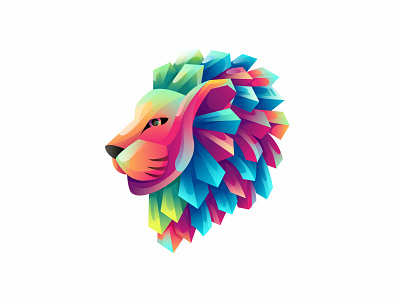 Lion colorful gradient design illustration