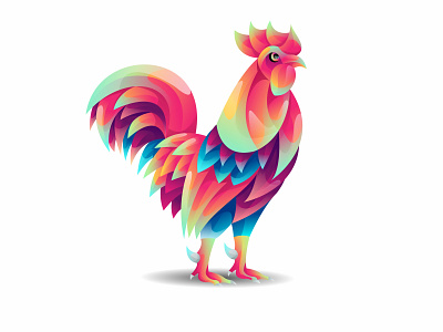 Rooster colorful gradient design illustration