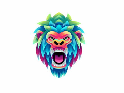 Gorilla gradient colorful illustration design