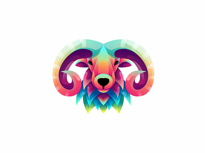 Goat gradient colorful illustration design