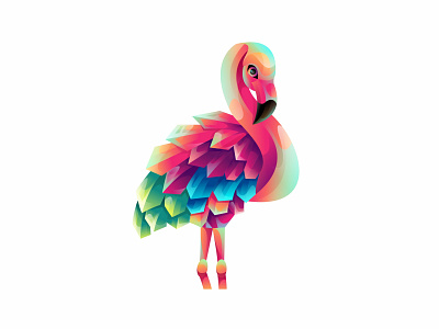 flamingo gradient colorful illustration design