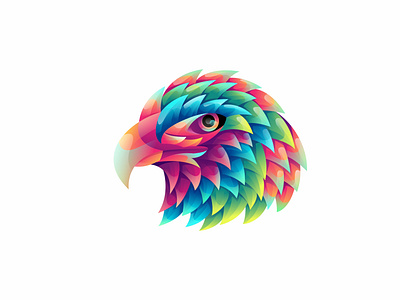 Eagle head gradient colorful illustration design