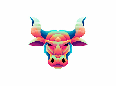 Bull head gradient colorful logo illustration design animal beast branding bull character colorful design gradient graphic design illustration logo red vector zoo